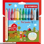 STABILO Trio Jumbo Felt Tip Colouring Pen -Wallet of 12 Assorted Colours